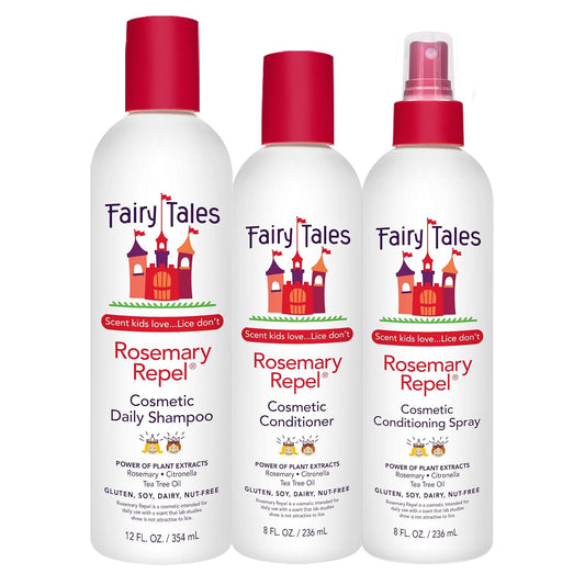 Fairy Tales Rosemary Repel Kids Shampoo, Conditioner & Conditioning Spray Trio – Gentle, Hydrating & Lice Defense