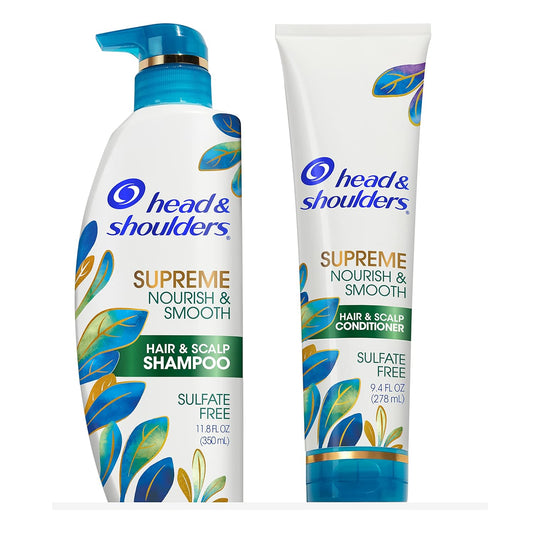 Head & Shoulders Supreme Anti-Dandruff Shampoo & Conditioner Set | Sulfate-Free, Argan & Jojoba Oil | Dry Scalp & Color-Treated Hair Care