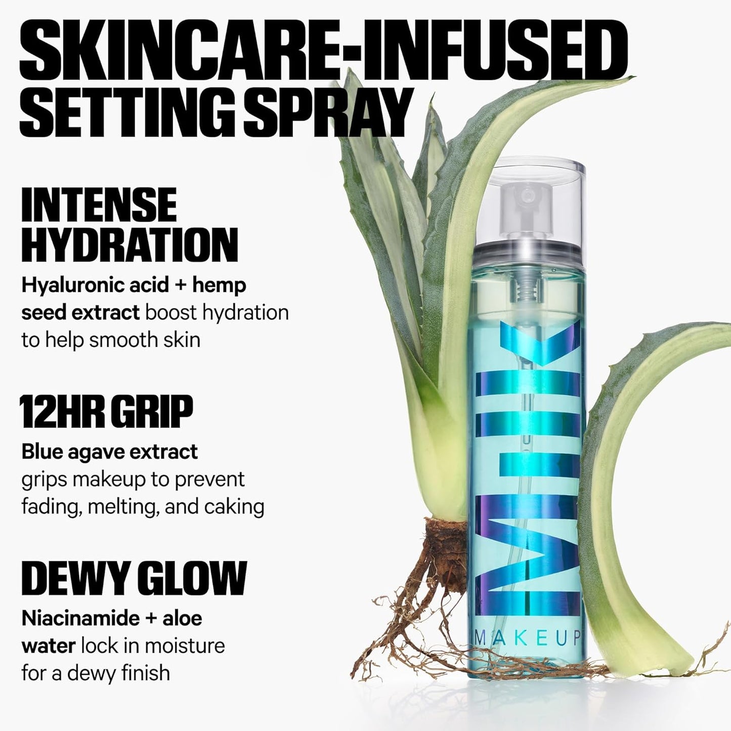 Milk Makeup Hydro Grip Set + Refresh Spray – Hydrating Setting Mist with Hyaluronic Acid & Blue Agave for 12HR Makeup Hold