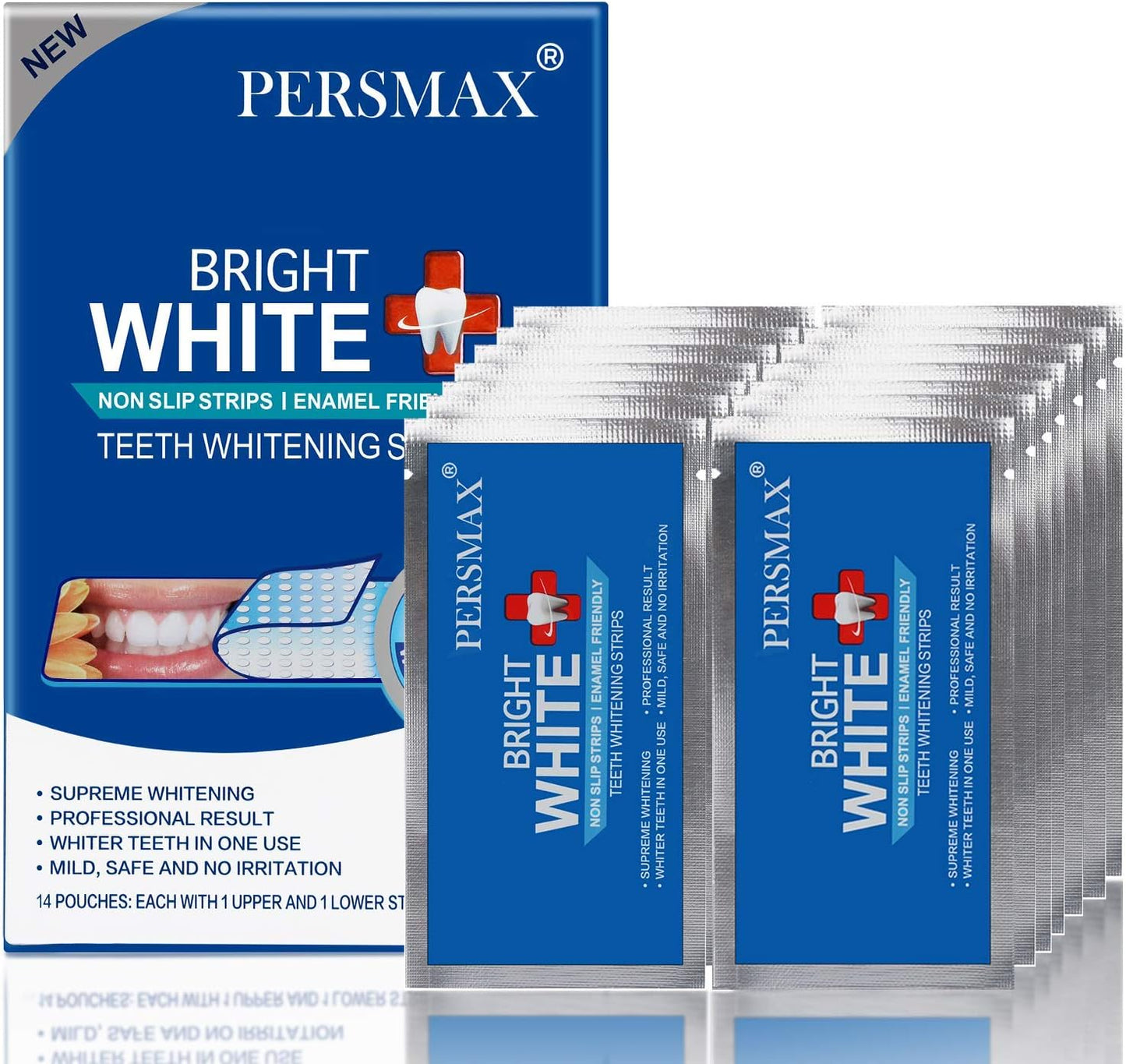 PERSMAX Teeth Whitening Strips Kit – Enamel-Safe, Dentist Recommended, 14-Day Whitening System with 28 Non-Slip Strips for Sensitive Teeth
