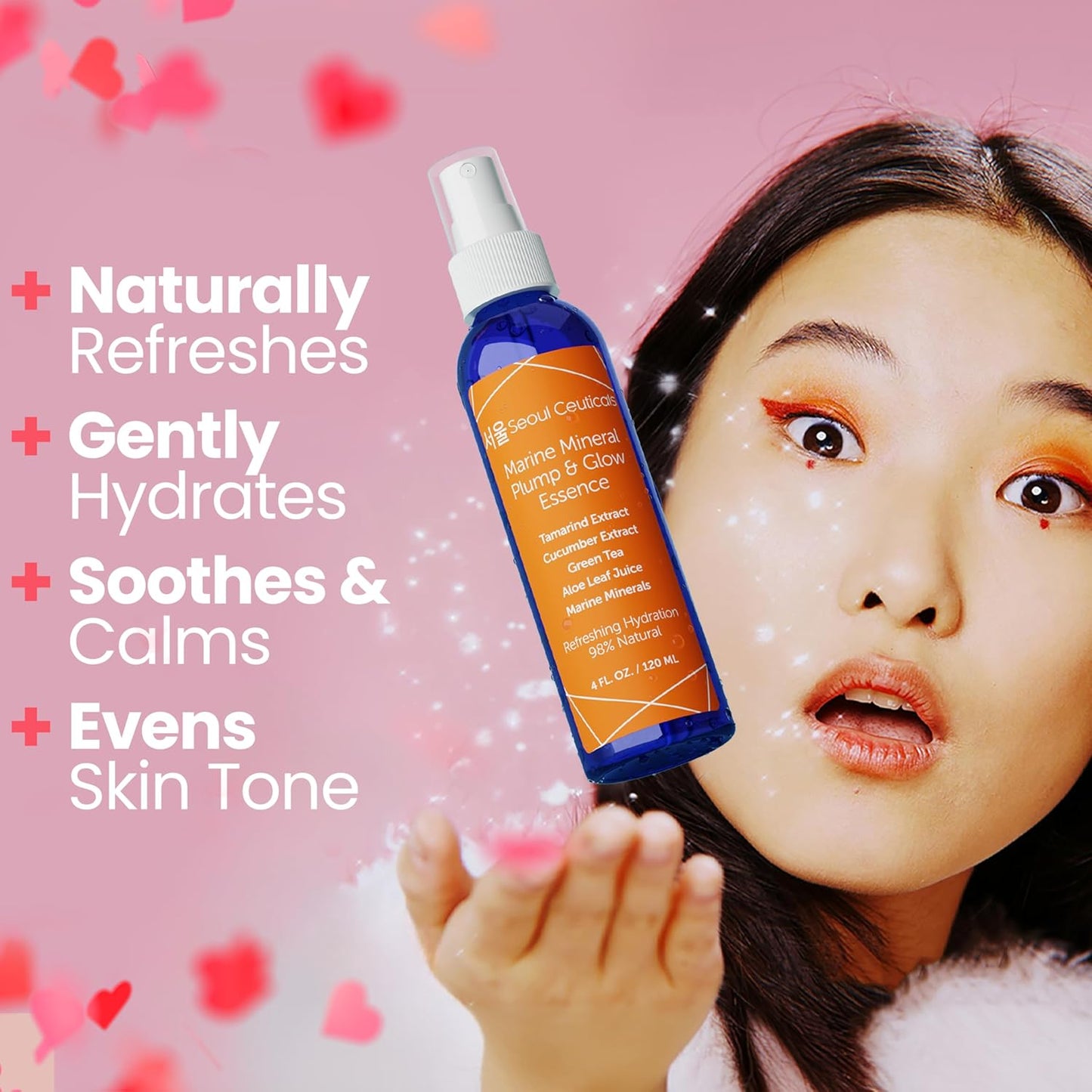 SeoulCeuticals Korean Skin Care Essence Toner – Hydrating K-Beauty Mist with Cucumber, Marine Minerals & Organic Aloe for Youthful, Glowing Skin (4.66 oz)