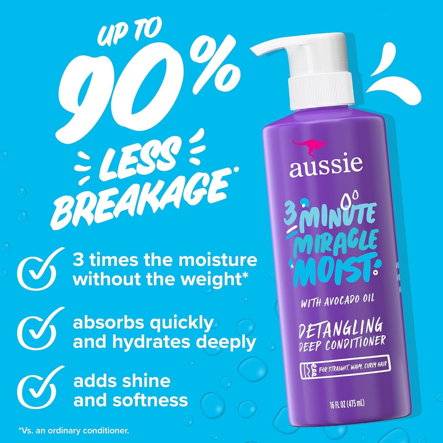 Aussie Miracle Moist Hair Care Set | Shampoo, Conditioner & 3 Minute Miracle Deep Conditioner | Hydrates, Detangles & Nourishes | Paraben-Free | 3 Pack 68.4 fl oz