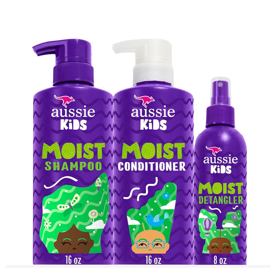 Aussie Kids Hair Care Bundle | Shampoo, Conditioner & Detangler Spray | Sulfate-Free, Paraben-Free, Dye-Free, Cruelty-Free | Moisturizing & Tangle-Free Care
