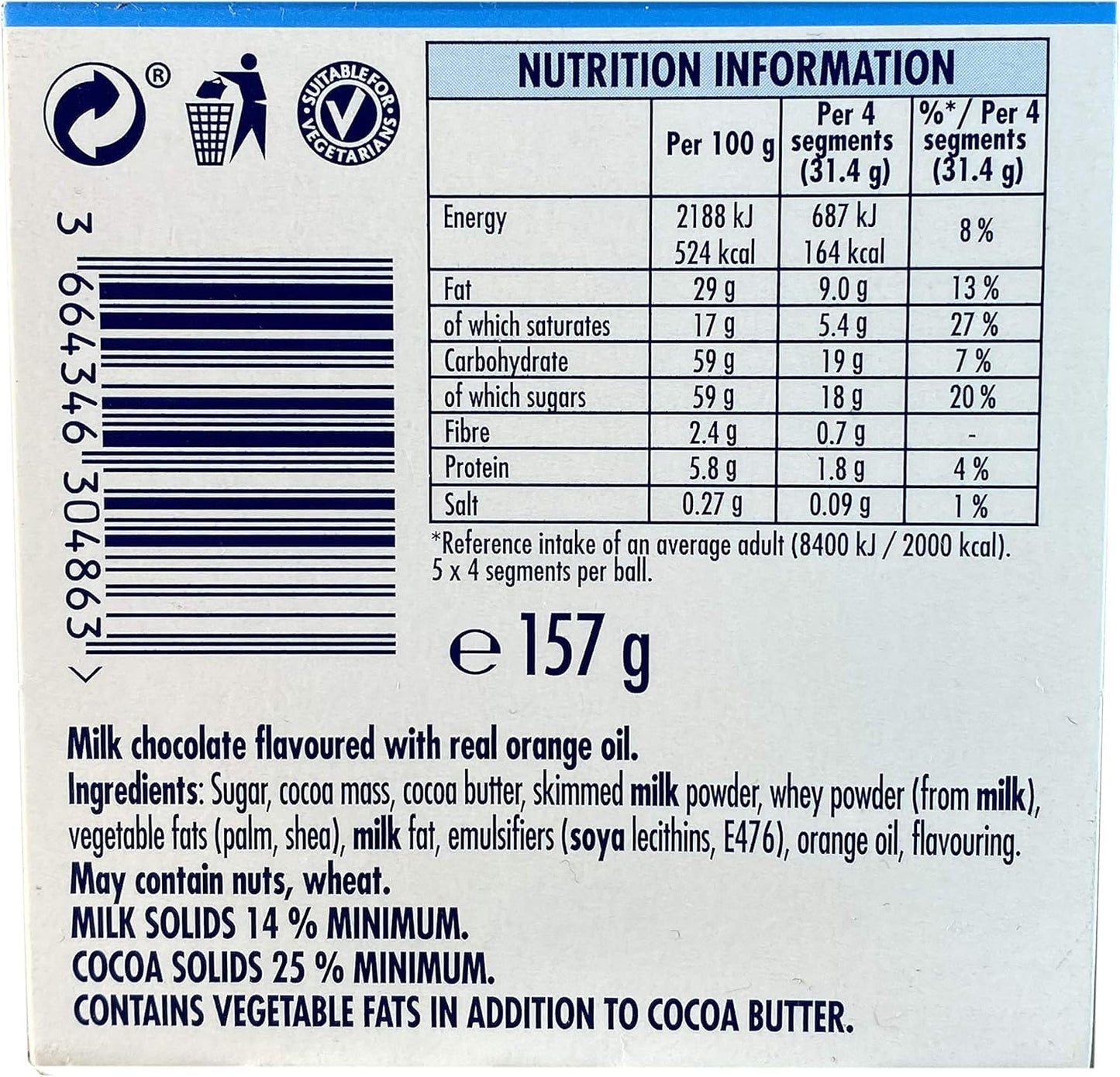 Terry’s Chocolate Orange Milk 157g – Zesty Orange Flavour | Imported British Treat for Gifting & Sharing