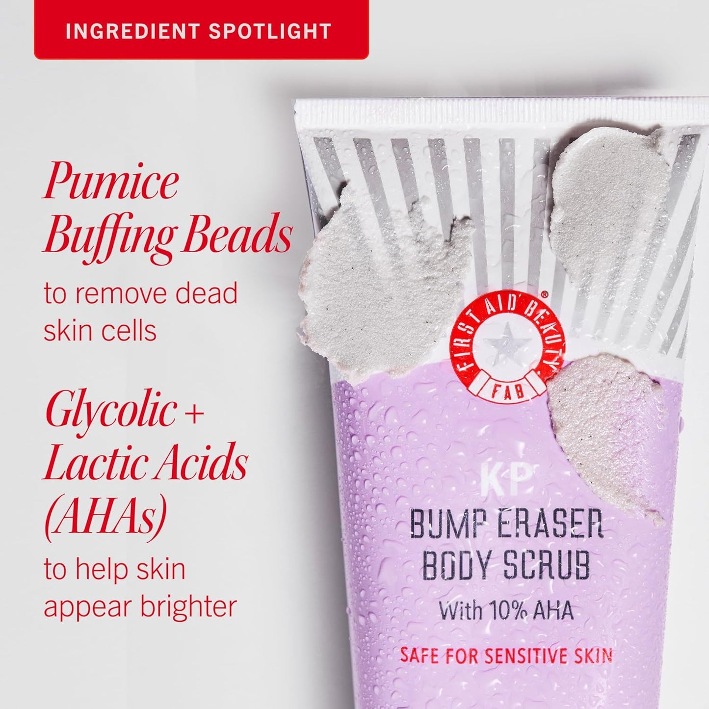 First Aid Beauty KP Bump Eraser Body Scrub – 10% AHA Exfoliator for Smooth Skin