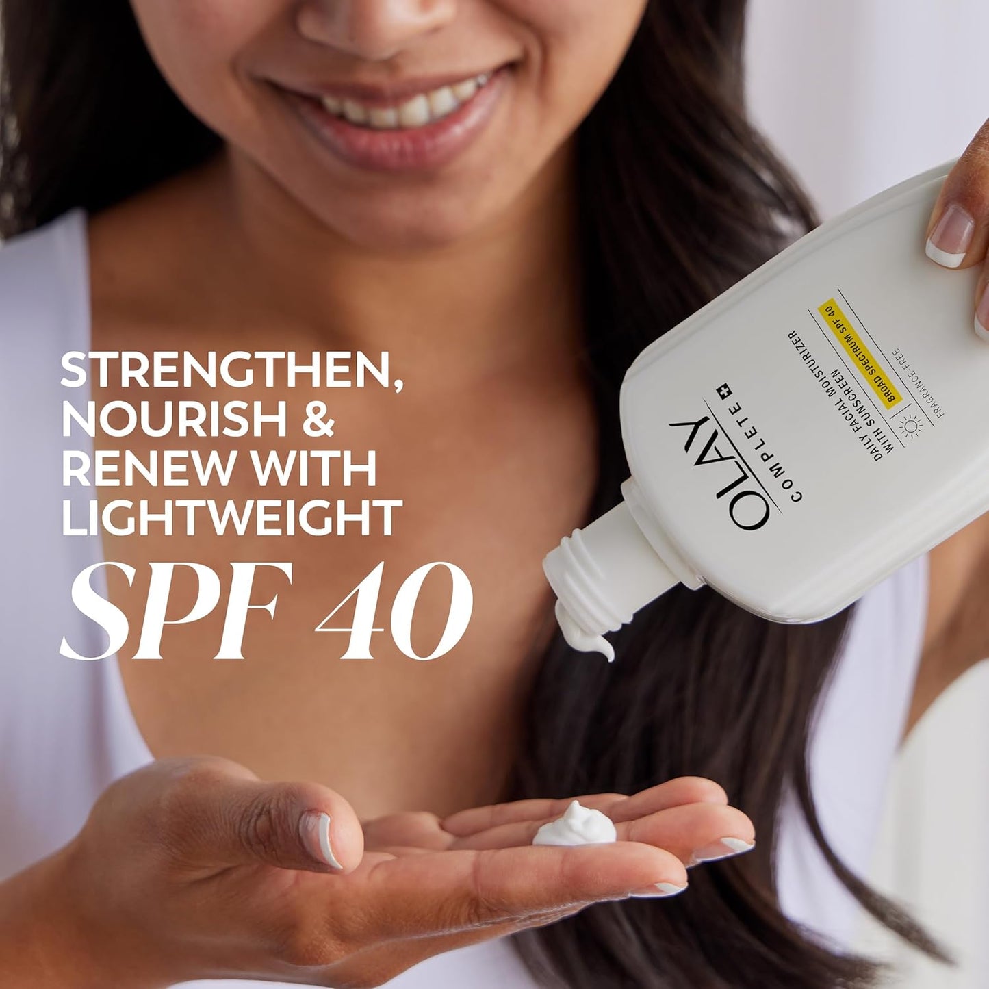 Olay Complete+ Moisturizer with Sunscreen SPF 40 | Fragrance-Free Face Lotion for Sensitive Skin | No White Cast, Lightweight, Vitamin-Enriched (6 oz)
