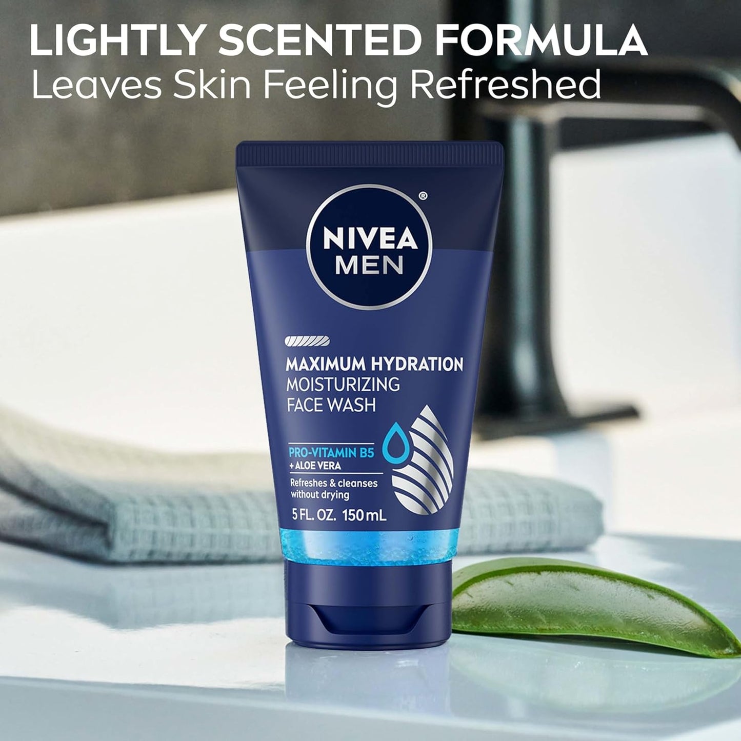 NIVEA MEN Maximum Hydration Face Wash with Aloe Vera – 5 Fl Oz | Deep Cleansing & Moisturizing Daily Cleanser