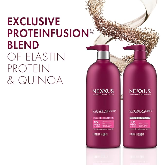 Nexxus Color Assure Shampoo & Conditioner Set – Protects Color Vibrancy Up to 40 Washes – For Color Treated Hair – 33.8 fl oz Each, 2 Pack