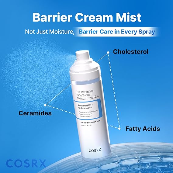 COSRX Barrier Cream Face Mist – Hydrating Milky Toner Spray with Ceramides & Hyaluronic Acid for Stronger Skin Barrier (4.06oz, Korean Skincare)