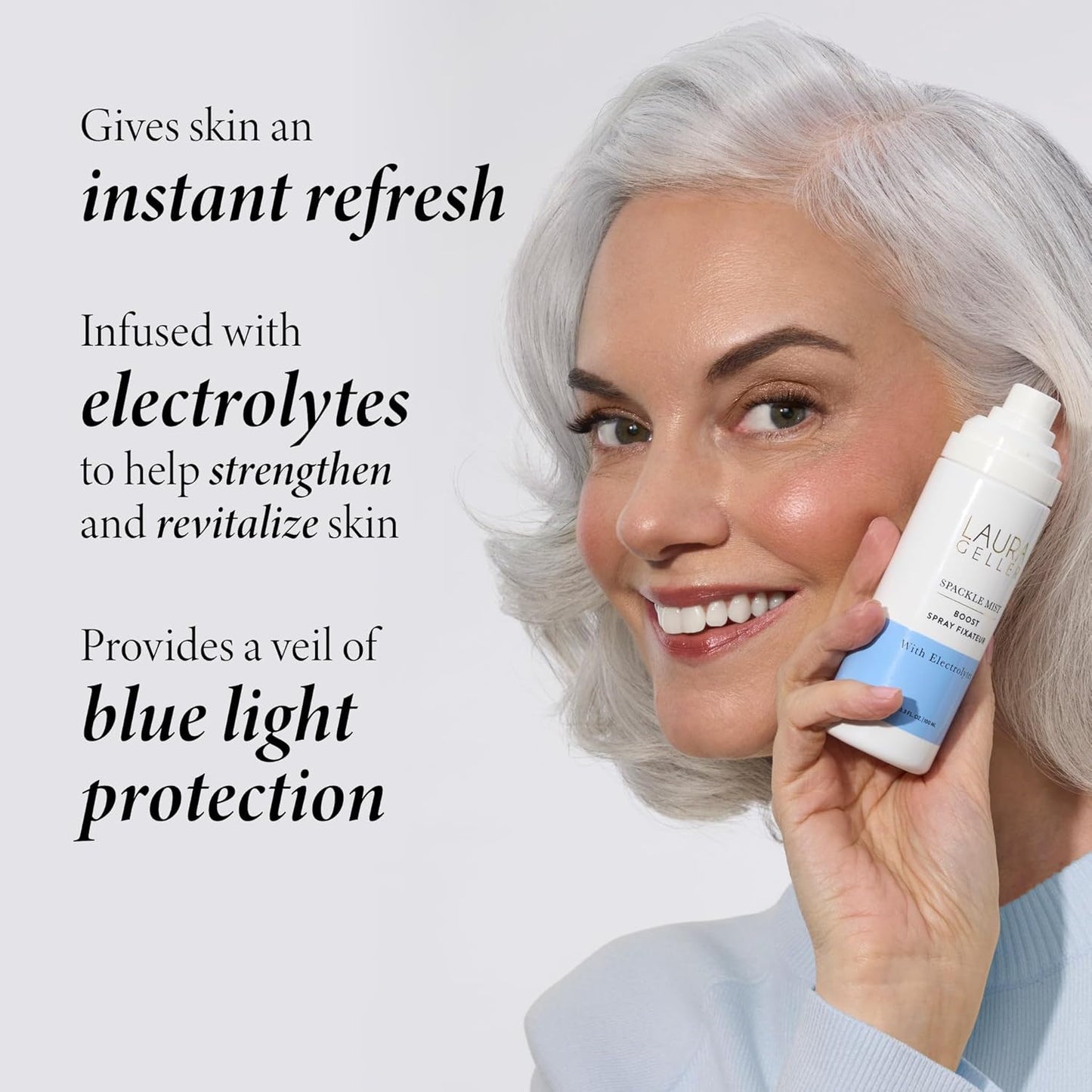 Laura Geller Spackle Mist Boost Setting Spray – Hydrating Dewy Makeup Mist with Electrolytes & Blue Light Protection, Long-Lasting, 01 Electrolytes