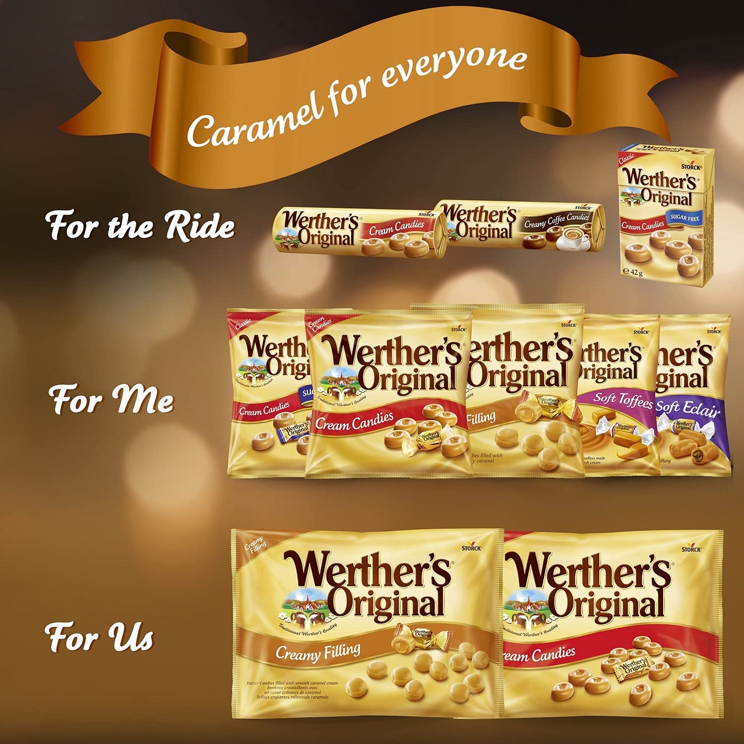 Werther’s Original Caramel Creme Candies – Smooth & Creamy Butter Caramel Toffees, 125g (Imported from Germany)