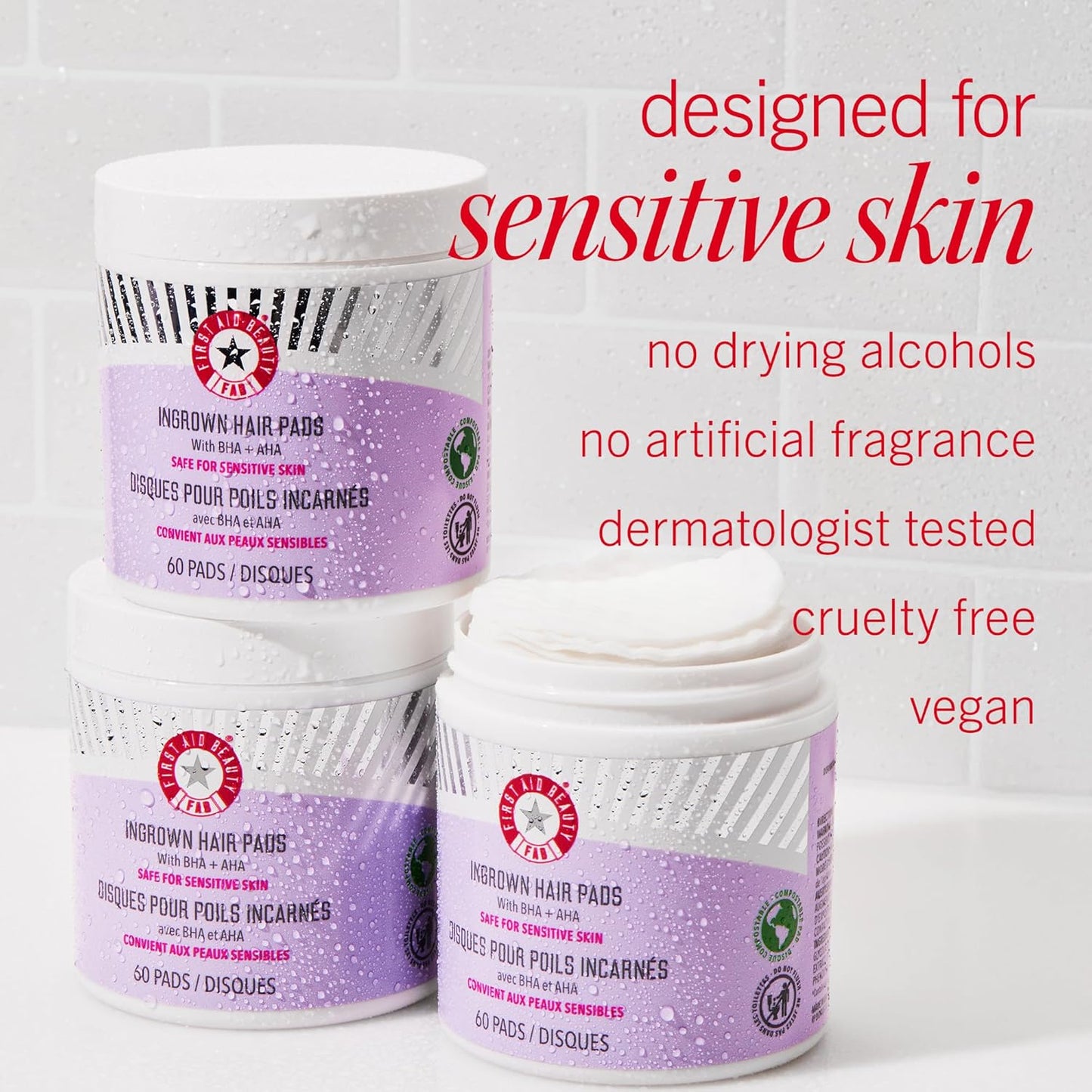 First Aid Beauty Ingrown Hair Pads – BHA & AHA Exfoliating Razor Bump Treatment