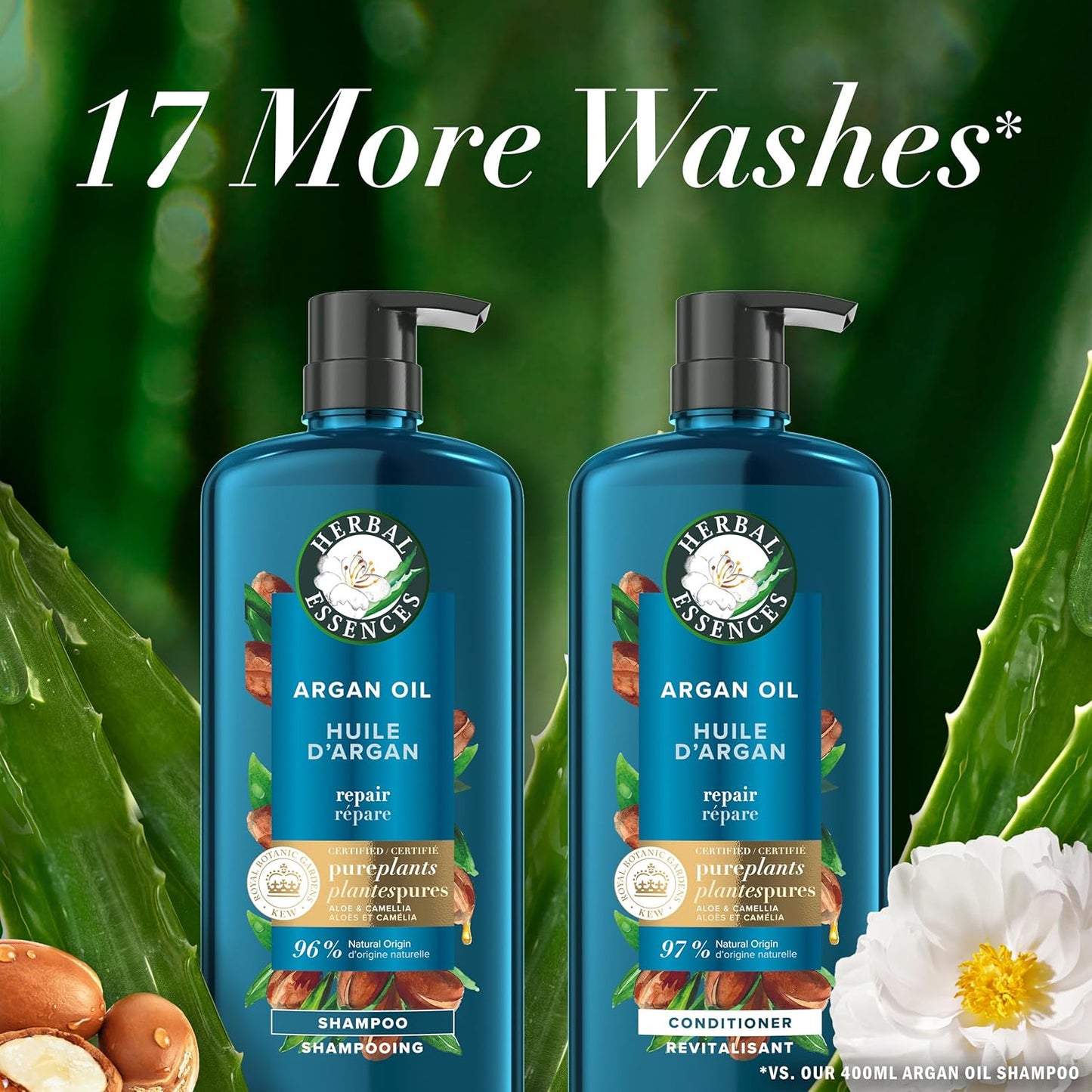 Herbal Essences Argan Oil Repair Shampoo & Conditioner Set | Moisturizing, Color-Safe, Paraben-Free, pH-Balanced | 20.2 fl oz, 2-Pack