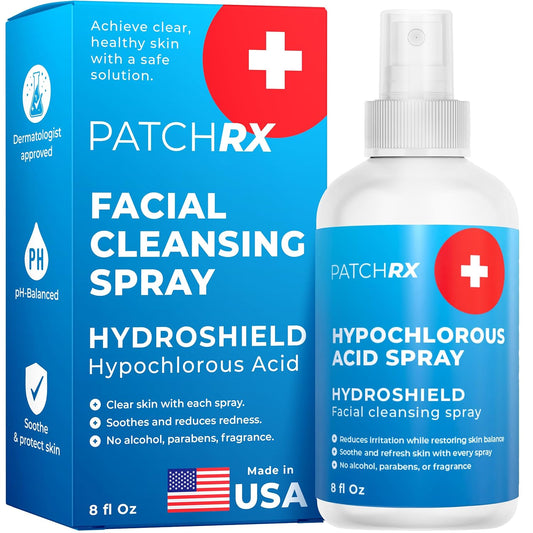 PatchRx Hypochlorous Acid Spray 8oz – Acne, Eczema & Skin Recovery Mist – Gentle HOCl Facial Cleanser for Breakouts, Redness & Irritation
