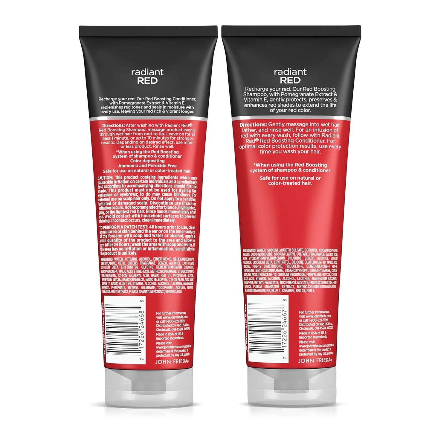 John Frieda Radiant Red Shampoo & Conditioner Set | Boost Vibrancy & Shine for All Red Hair Shades with Pomegranate & Vitamin E (2-Pack)
