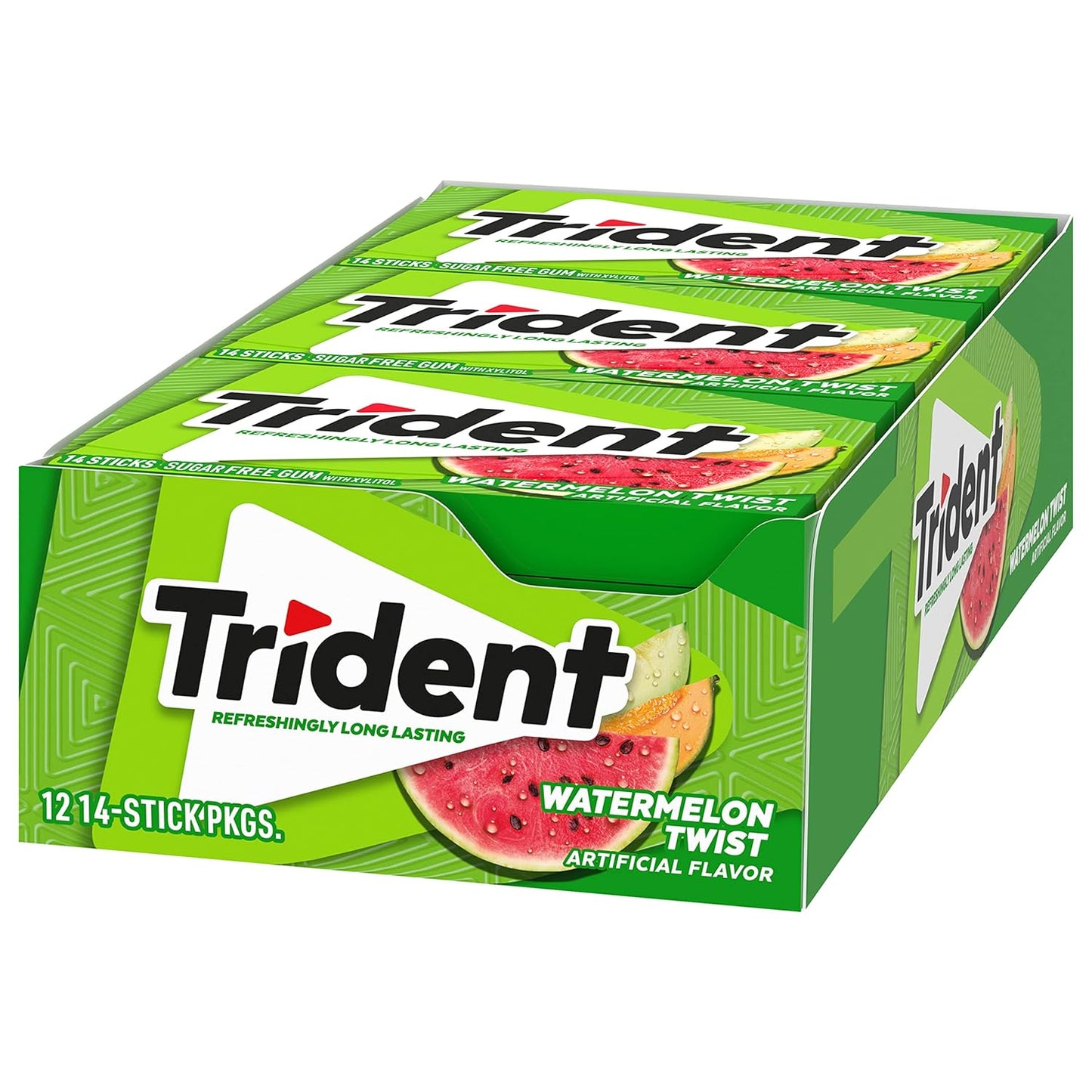 Trident Watermelon Twist Sugar-Free Gum | Long-Lasting Freshness | 14 Ct x 12 Packs (Imported, Vegetarian)
