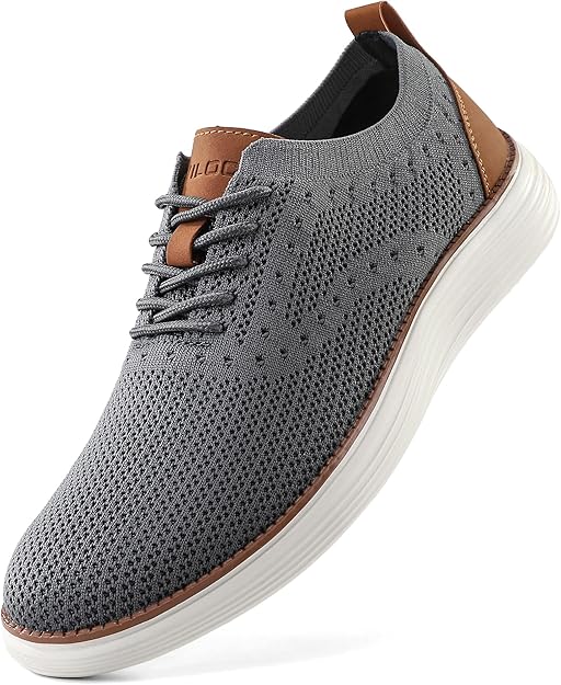 VILOCY Men’s Casual Dress Sneakers | Breathable Knit Business Shoes