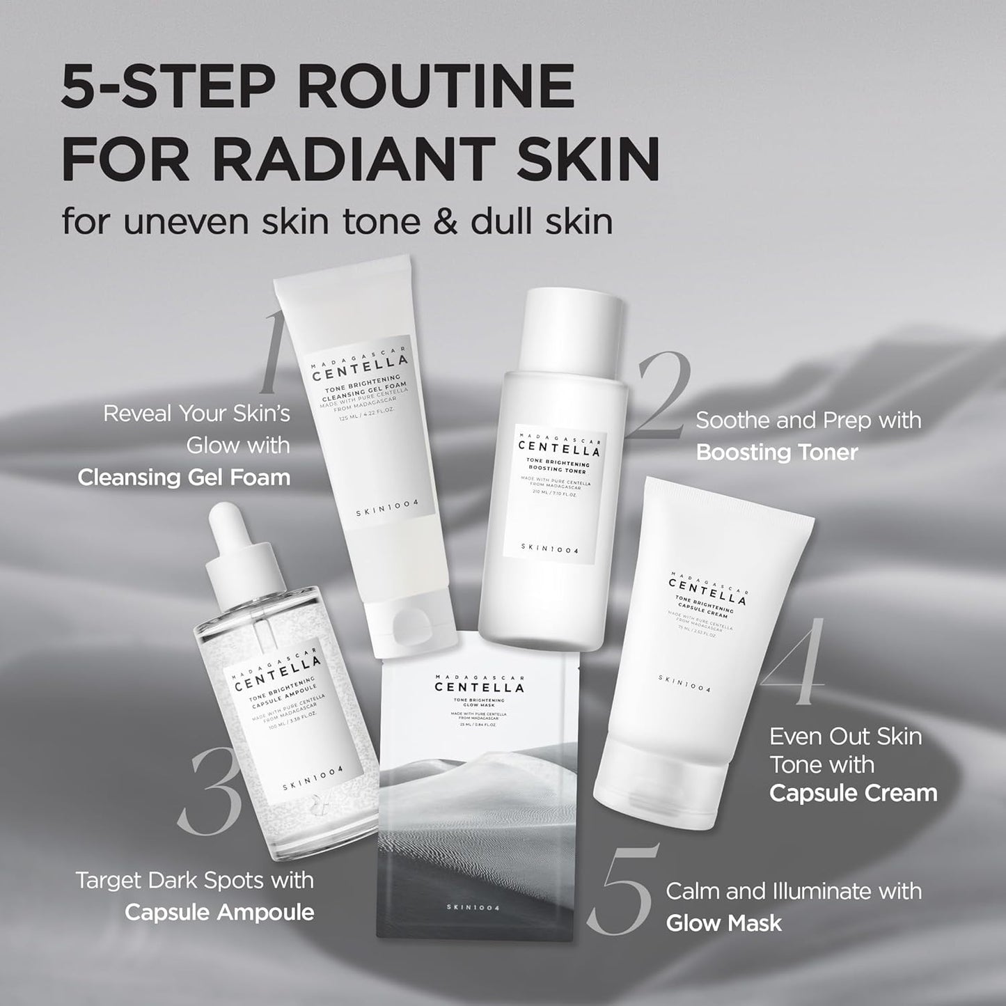 SKIN1004 Madagascar Centella Tone Brightening Capsule Ampoule – Radiance Boosting Serum for Sensitive Skin (100ml)