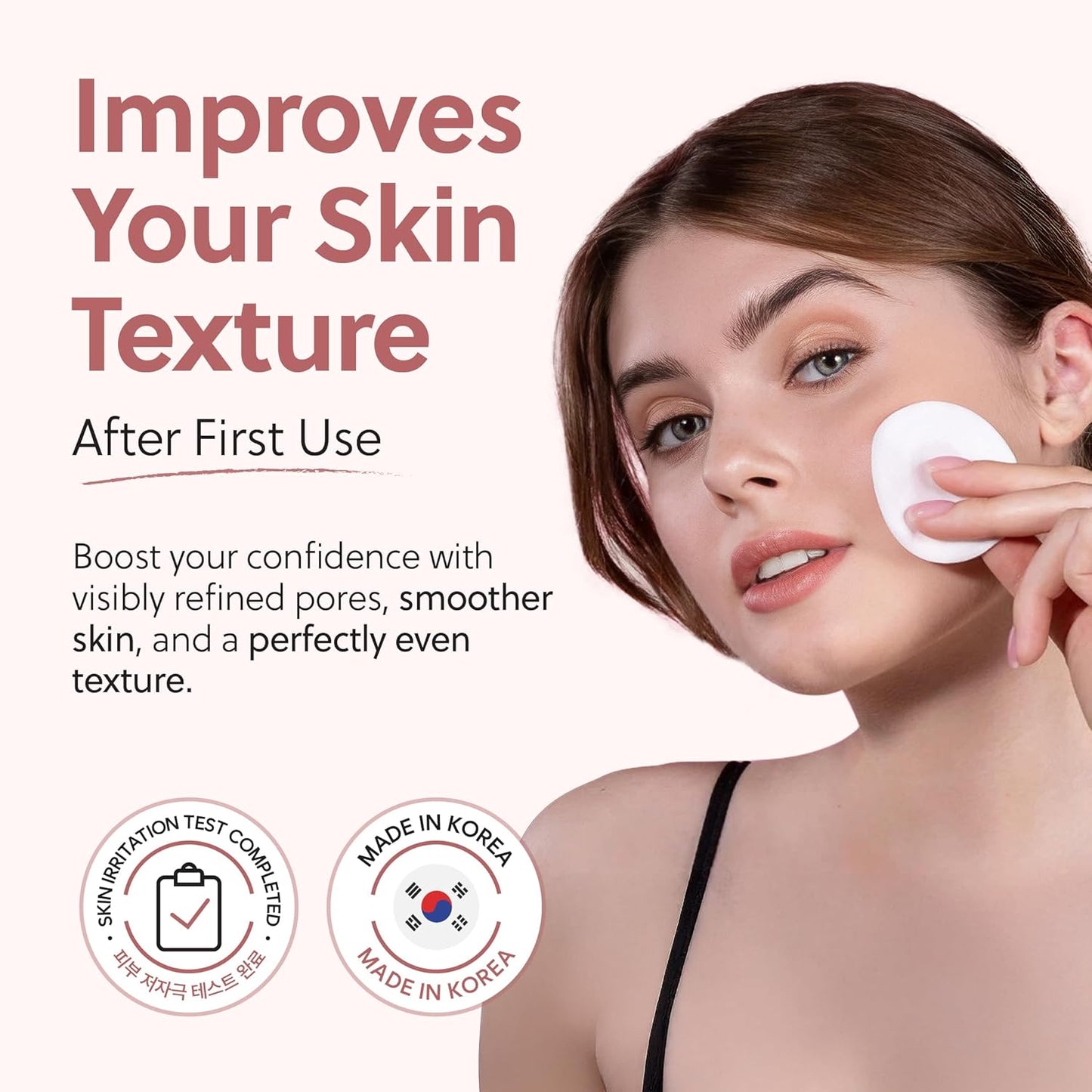 QUIA Dual-Action Toner Pads – Exfoliate & Hydrate in One Step – Gentle PHA Formula for Sensitive Skin – 70 Textured Pads