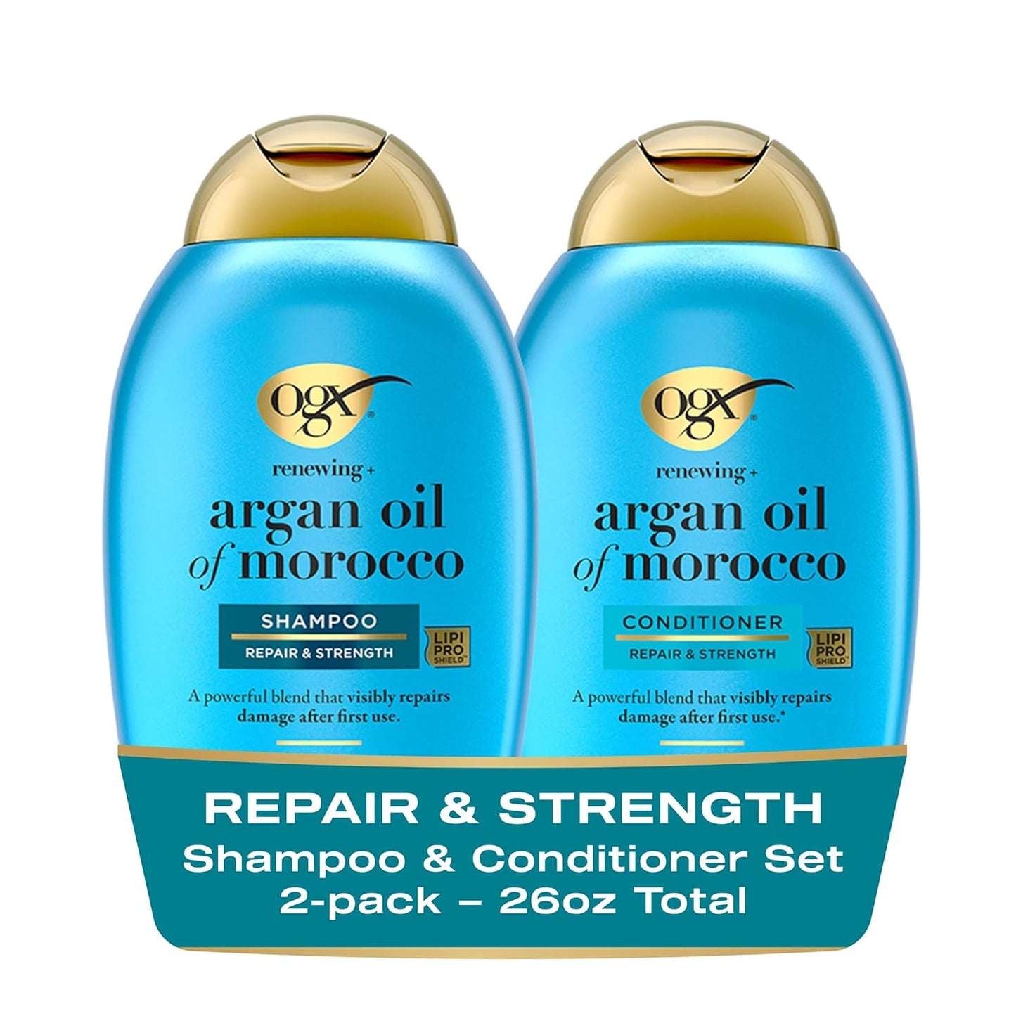 OGX Renewing + Argan Oil of Morocco Shampoo & Conditioner Set – Sulfate-Free Damage Repair for Dry, Damaged Hair (2 × 13 fl oz)