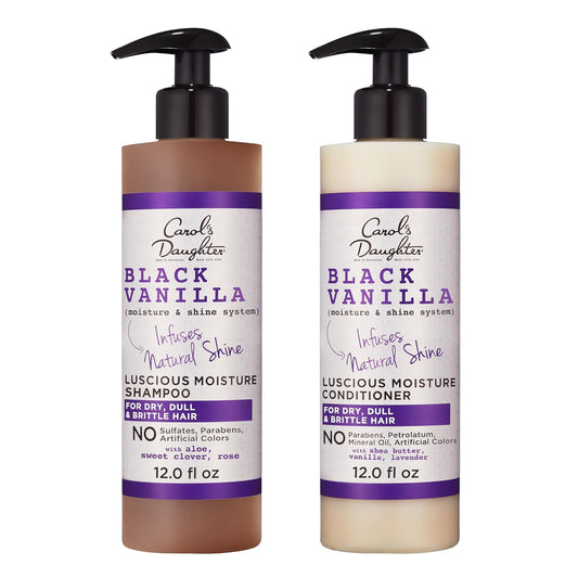 Carol's Daughter Black Vanilla Sulfate-Free Shampoo & Conditioner Set | Moisturizing Care for Curly, Wavy & Natural Hair | Restores Shine & Softness | 1 Kit