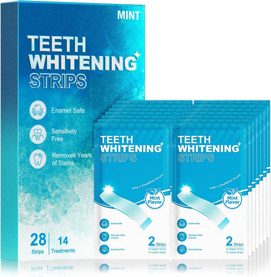 Oralfree Natural Teeth Whitening Strips – Enamel-Safe, Sensitive-Friendly, Mint Flavor, 28 Strips (14 Treatments)