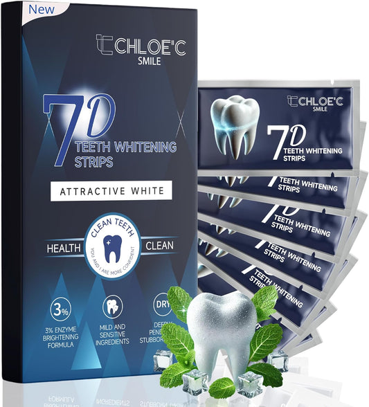 Chloe’C Teeth Whitening Strips – 7-Day Peroxide-Free Mint Whitening for Sensitive Teeth