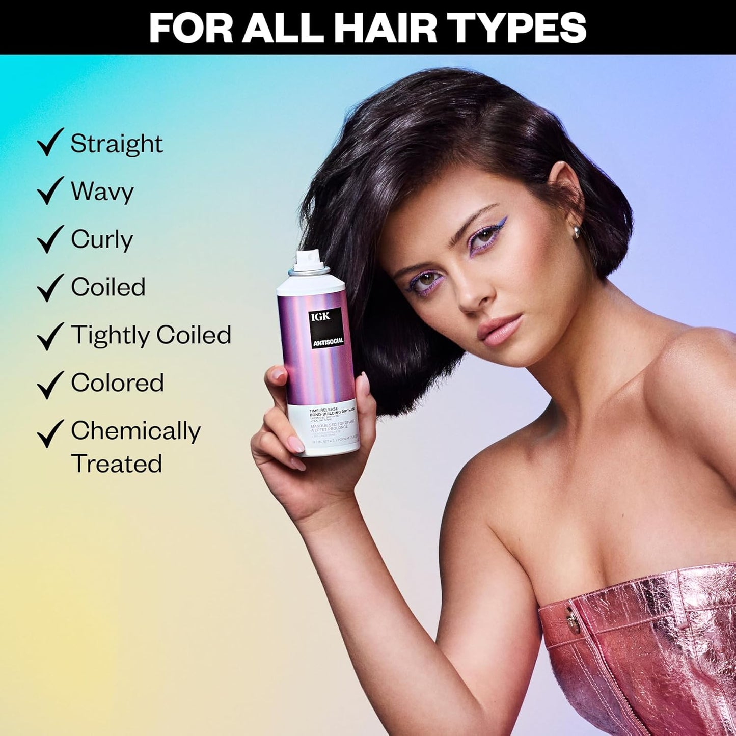 IGK Antisocial Overnight Bond-Building Dry Hair Mask – No-Rinse Leave-In Repair Treatment for Damaged Hair