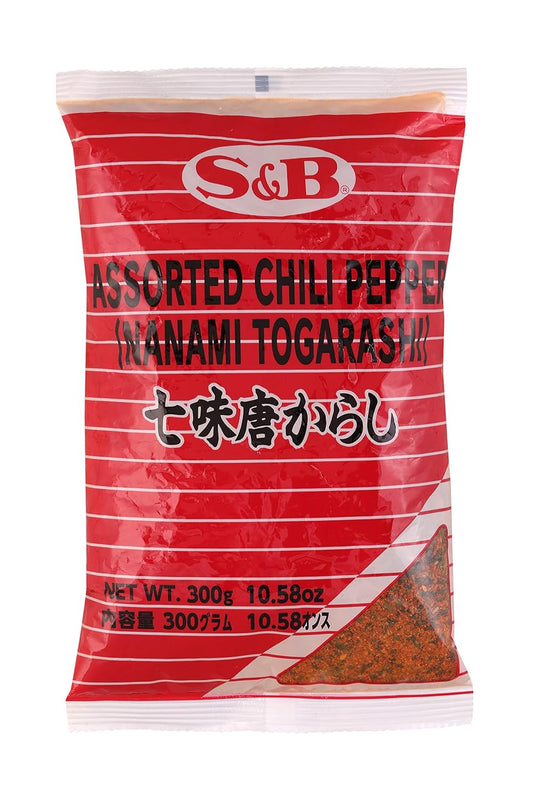S&B Nanami Togarashi Assorted Chili Pepper Seasoning 300G | 7 Spice Mix (Nanami / Schichimi Togarashi)| Product Of Japan| Used In Soups, Noodles, Rice Cakes, Vegetable Masala