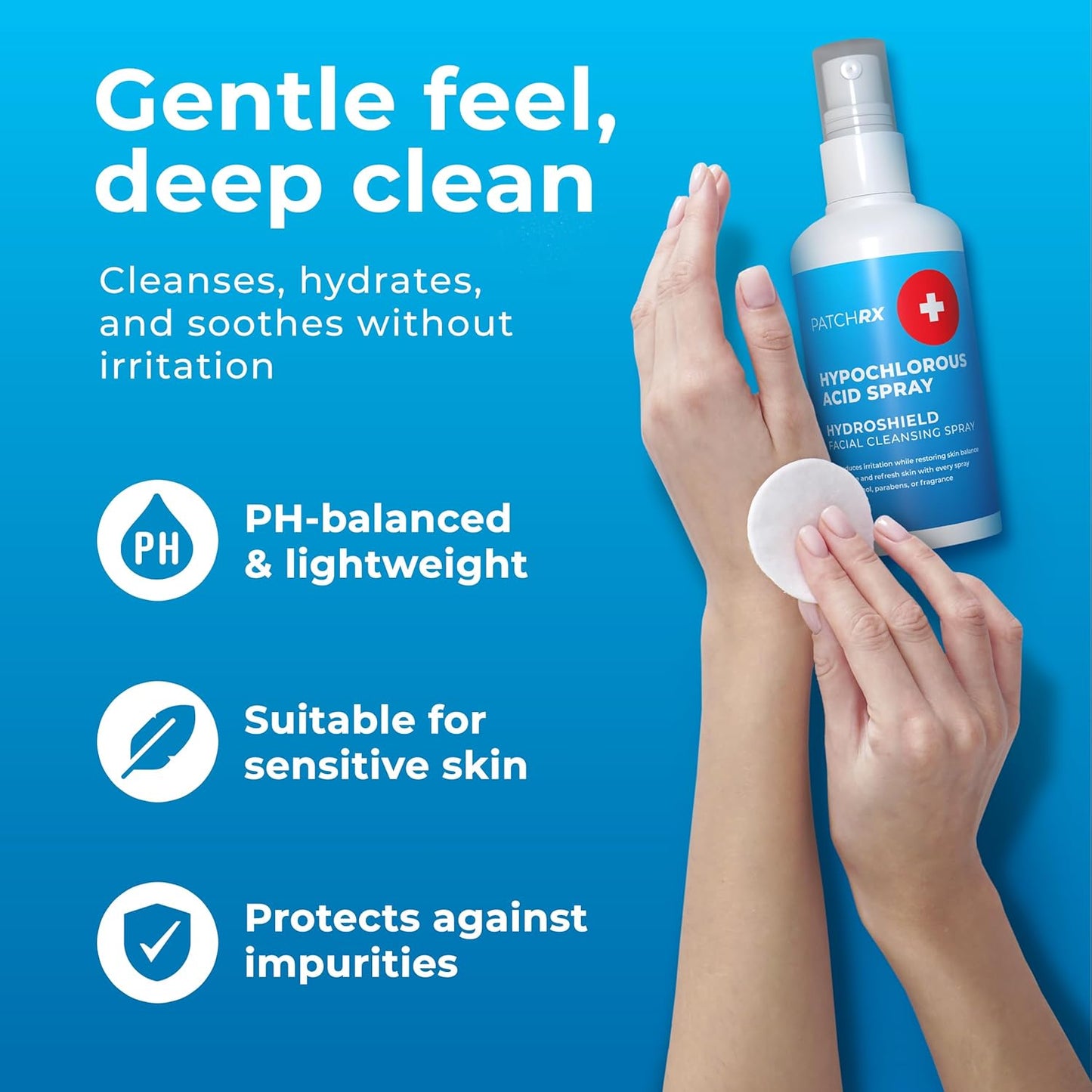 PatchRx Hypochlorous Acid Spray 8oz – Acne, Eczema & Skin Recovery Mist – Gentle HOCl Facial Cleanser for Breakouts, Redness & Irritation