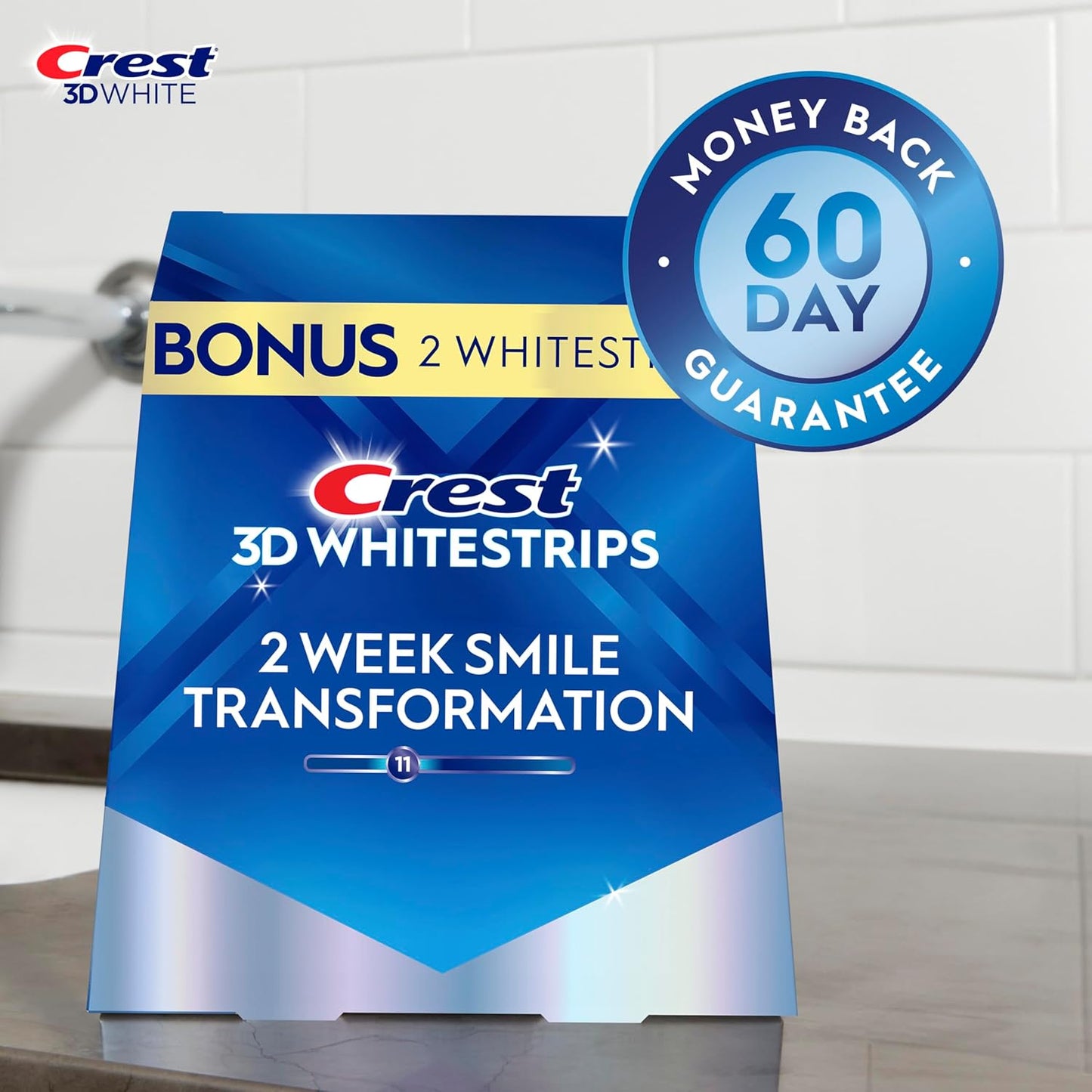 Crest 3D Whitestrips Glamorous White – Professional Teeth Whitening Kit, Enamel-Safe, No-Slip Grip, 16 Treatments (32 Strips)