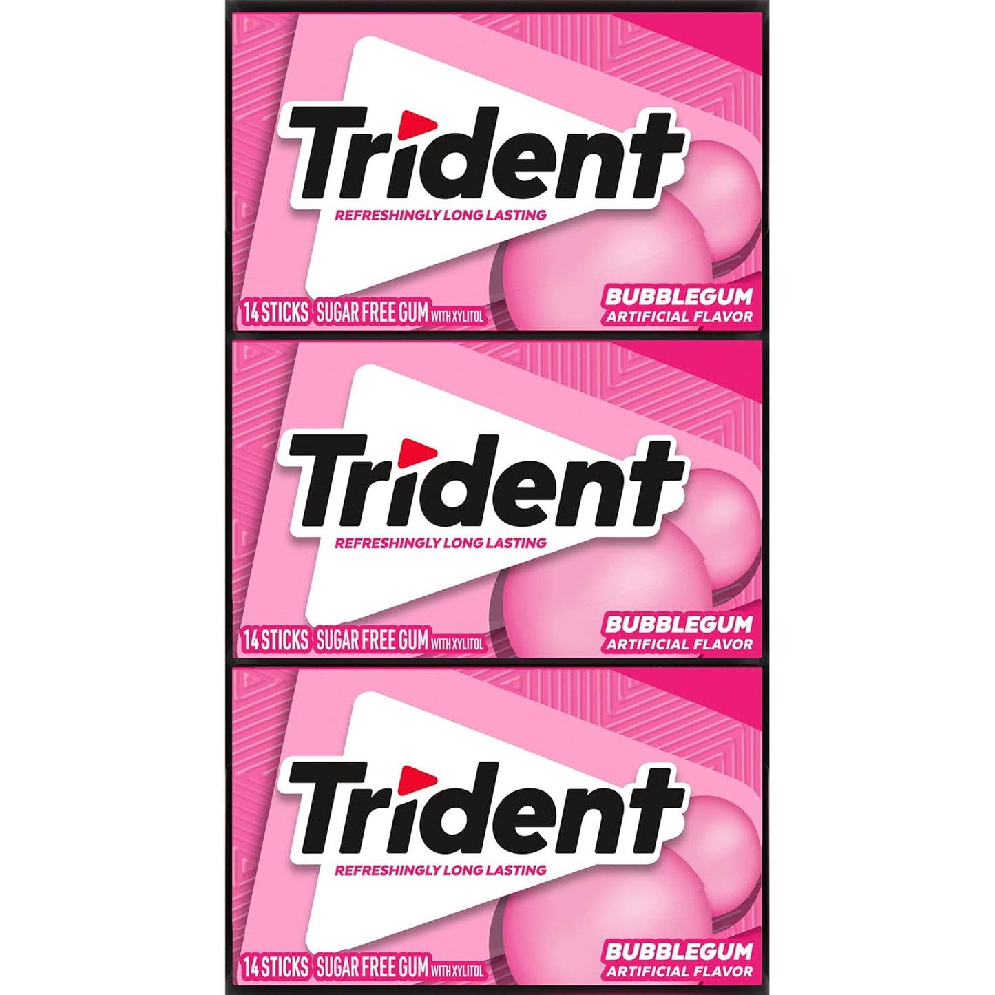 Trident Bubblegum Sugar-Free Chewing Gum – 12 Packs x 14 Pieces Each | Long-Lasting Fresh Flavour | Vegetarian & Low-Calorie (Imported)
