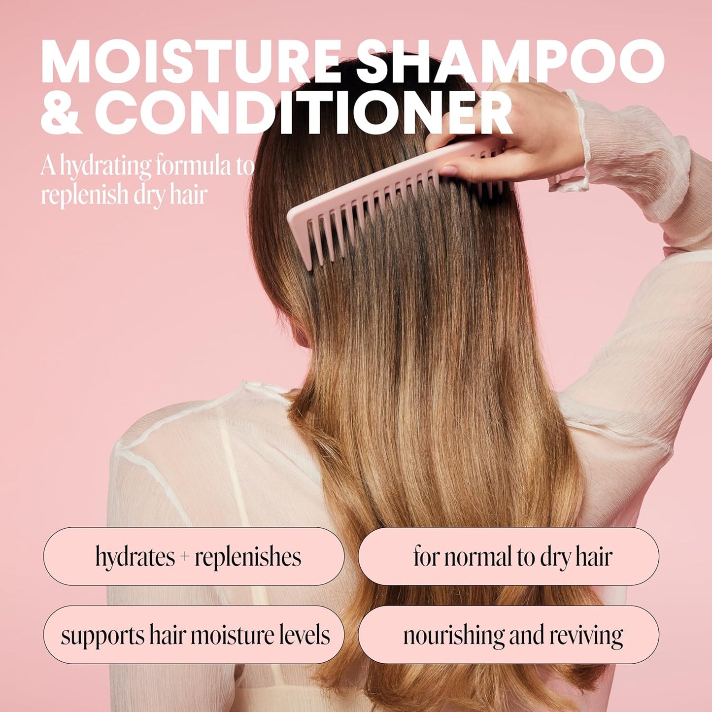 MONDAY Haircare Moisture Shampoo & Conditioner Set – Hydrating Hair Care with Coconut Oil, Shea Butter & Hyaluronic Acid (12 fl oz, 2-Pack)