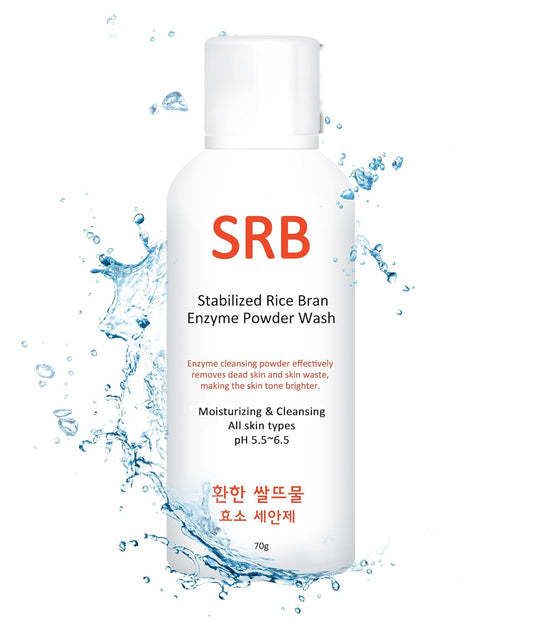 SRB Rice Bran Enzyme Powder Face Wash & Scrub – Brightening, Exfoliating & Pore Minimizing Korean Cleanser for Sensitive Skin (70g)