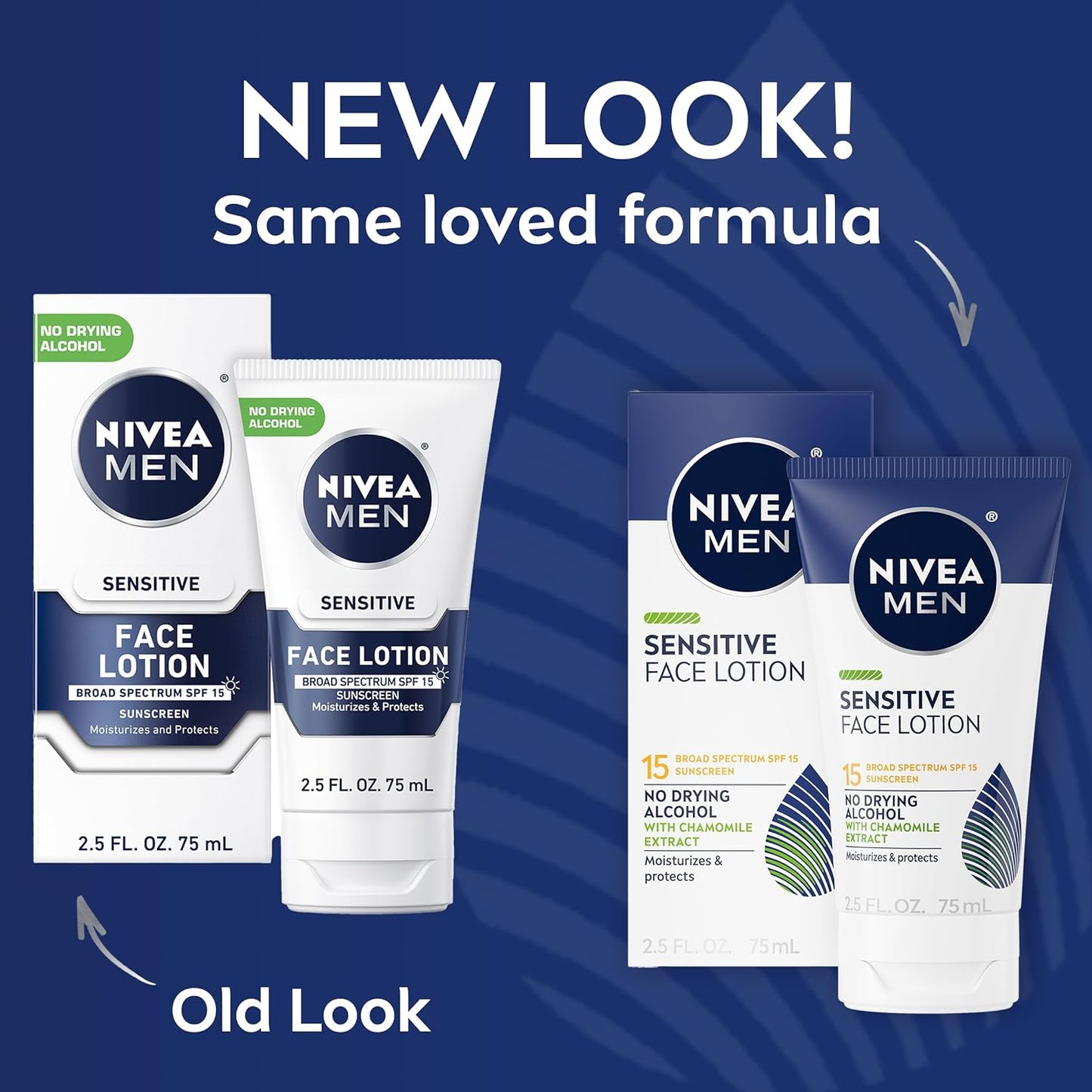 NIVEA MEN Sensitive Face Lotion with SPF 15 – Broad Spectrum Moisturizer for Sensitive Skin, 3 Pack (2.5 fl oz Each)