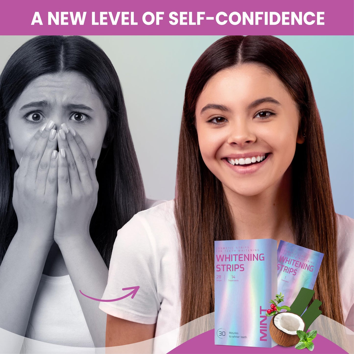 Gentle Teeth Whitening Strips - (28 Stripes) Bleaching Teeth Free of Peroxide for a Radiant Smile - Gentle Tooth whitening