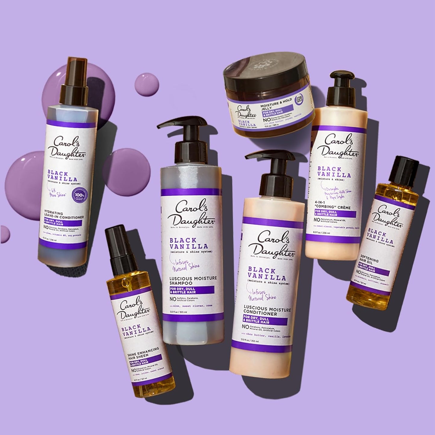 Carol's Daughter Black Vanilla Sulfate-Free Shampoo & Conditioner Set | Moisturizing Care for Curly, Wavy & Natural Hair | Restores Shine & Softness | 1 Kit
