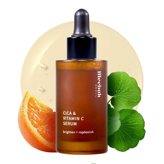 Meebak Korean Vitamin C Serum – Dark Spot Remover, Anti-Aging & Brightening Face Serum with Centella Asiatica, Panthenol & Adenosine