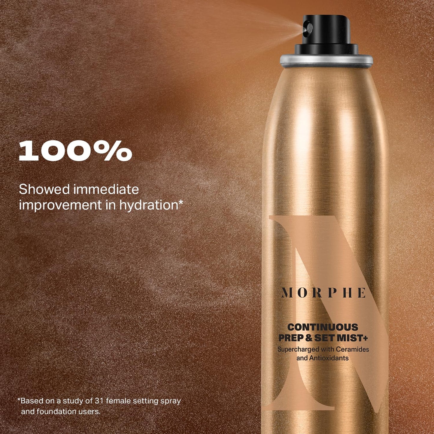 Morphe Mini Continuous Prep & Set Setting Spray – Travel Size Hydrating Makeup Mist with Ceramides for Stronger Skin Barrier (1.3oz)
