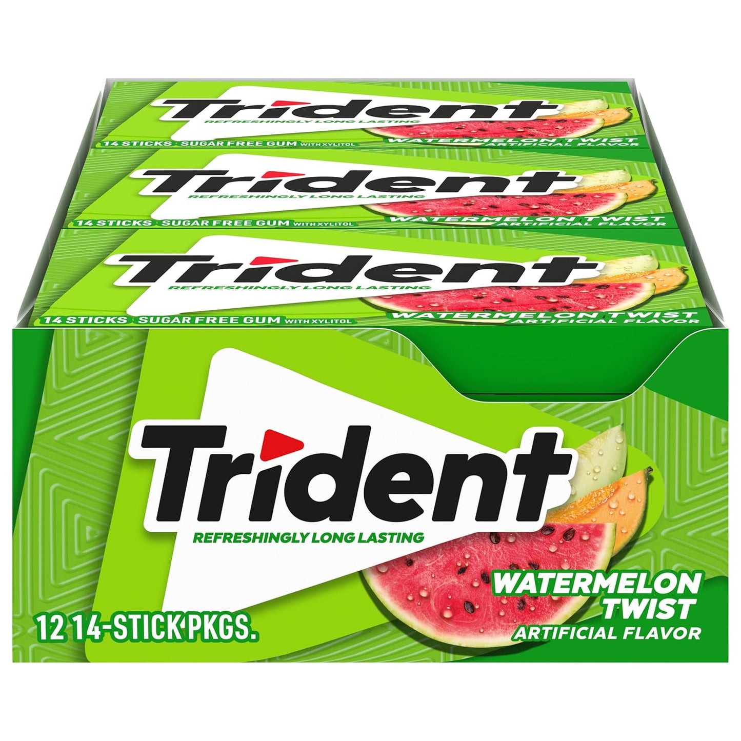 Trident Watermelon Twist Sugar-Free Gum | Long-Lasting Freshness | 14 Ct x 12 Packs (Imported, Vegetarian)