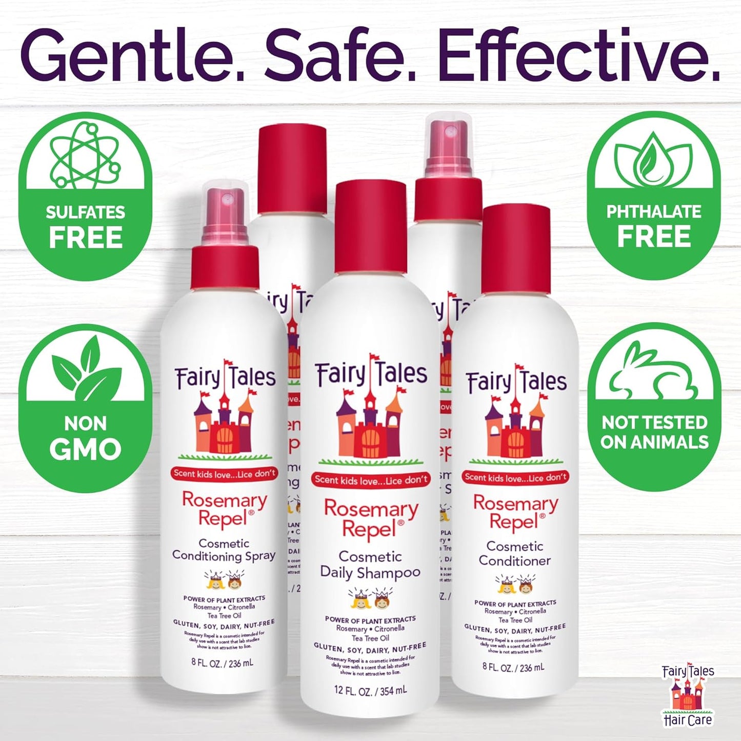 Fairy Tales Rosemary Repel Kids Shampoo, Conditioner & Conditioning Spray Trio – Gentle, Hydrating & Lice Defense