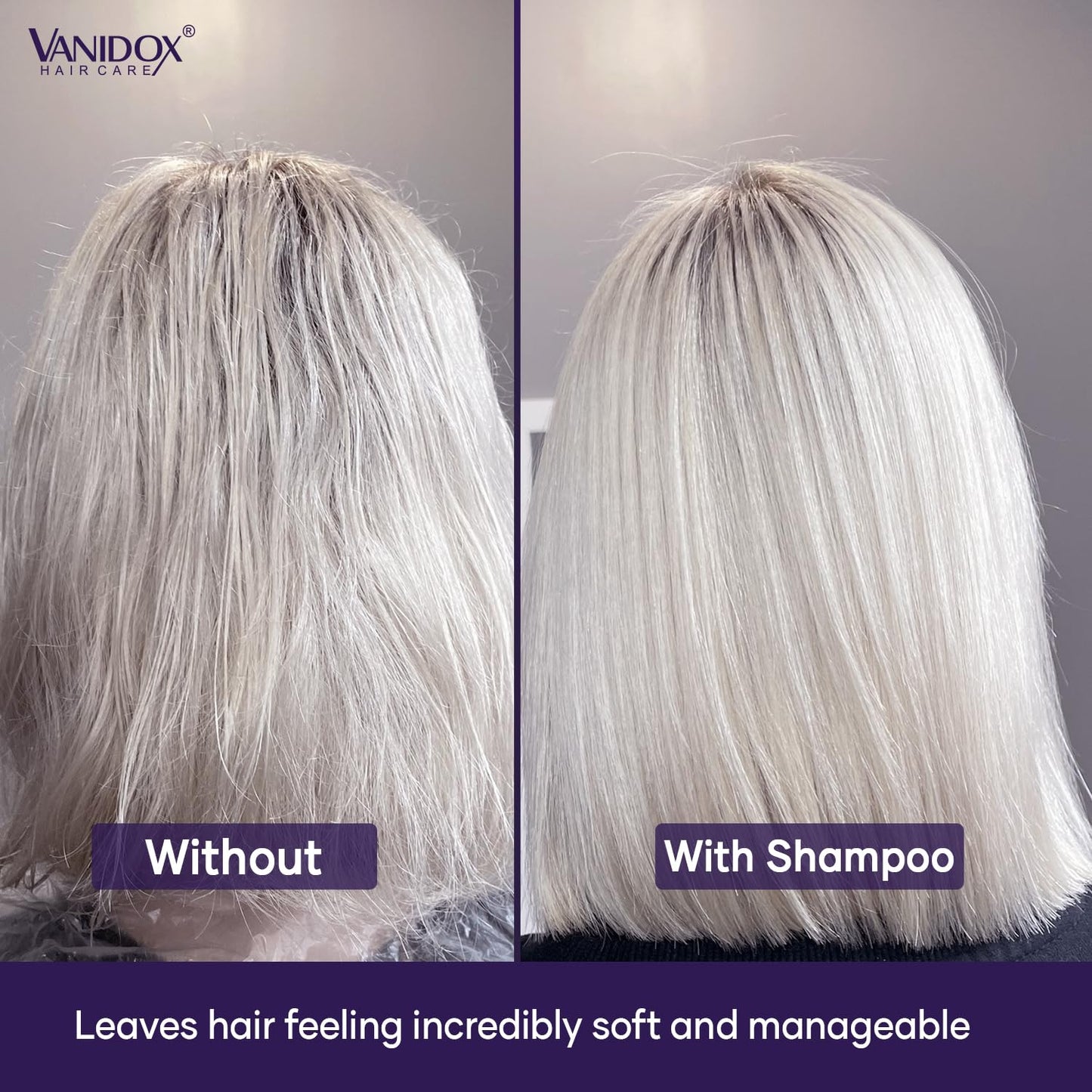 VANIDOX Purple Shampoo & Conditioner Set | Sulfate-Free Brass Toning for Grey & Silver Hair | Moisturizing, Shine-Boosting & Color-Safe (16 fl oz x 2)
