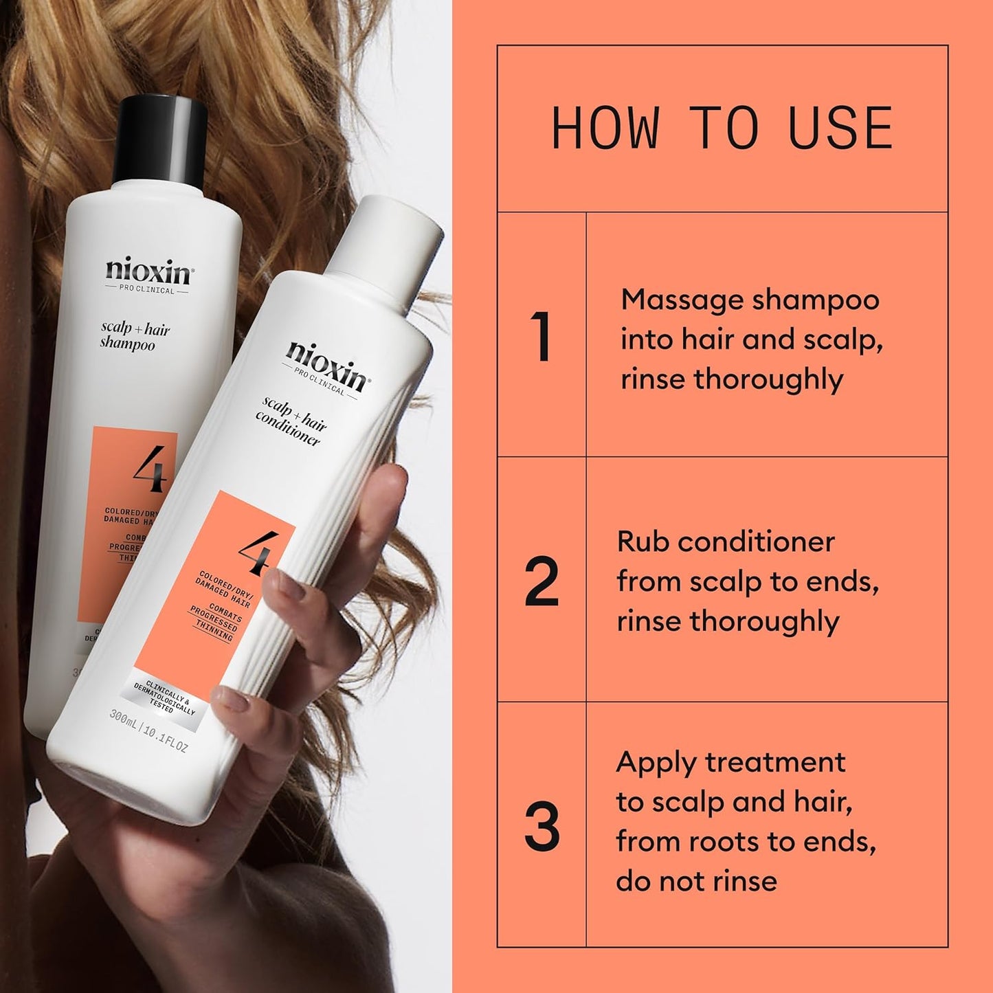 Nioxin Scalp + Hair Thickening System Kit | Strengthen & Boost Density with Niacinamide & Biotin | For Natural, Colored & Thinning Hair | 1 Month Supply