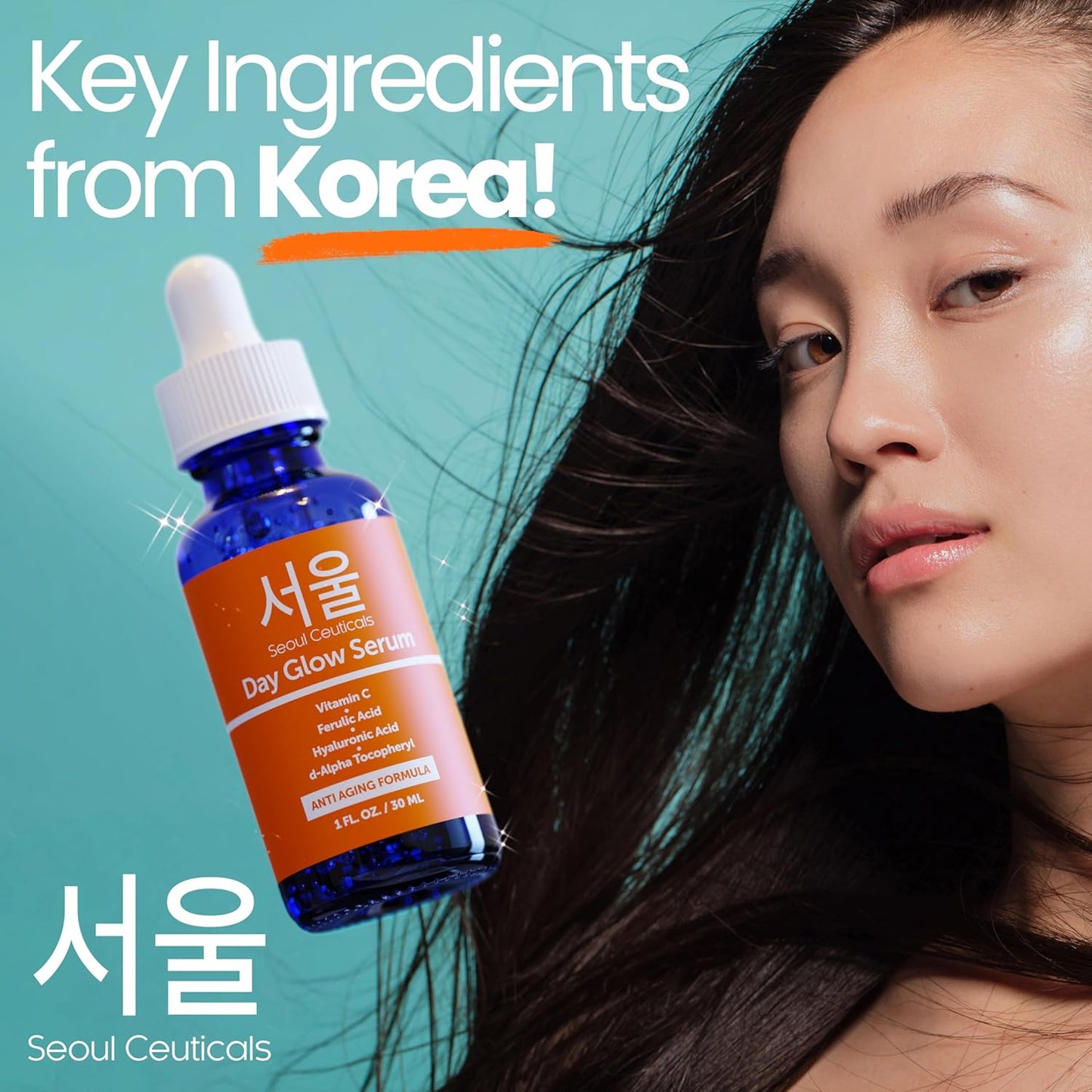 SeoulCeuticals 20% Vitamin C Serum with Hyaluronic Acid & Ferulic Acid – Anti-Aging Korean Skincare for Wrinkles, Fine Lines & Radiance (1oz)