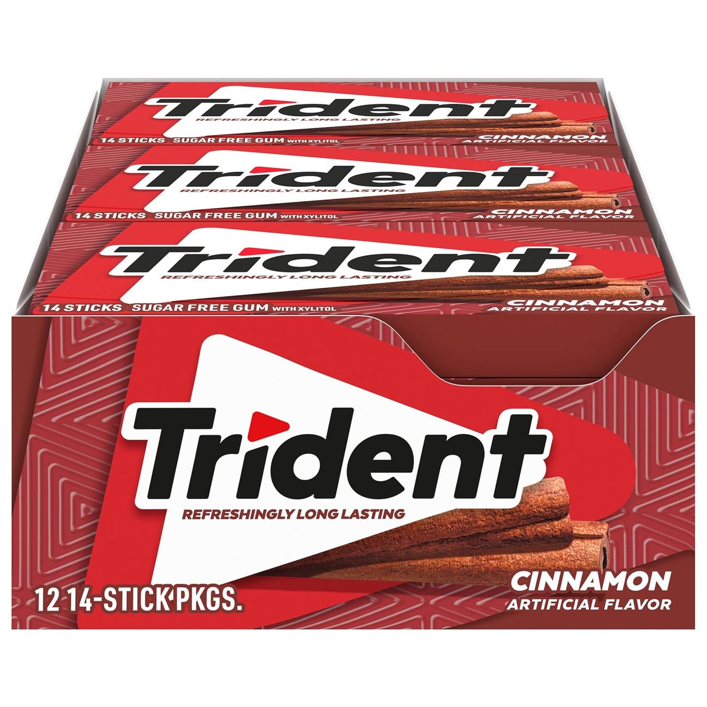 Trident Cinnamon Sugar-Free Gum 12 Pack (14 Sticks x 26g) – Long-Lasting Flavor, Fights Plaque & Freshens Breath – Vegetarian & Low Calorie (Imported)