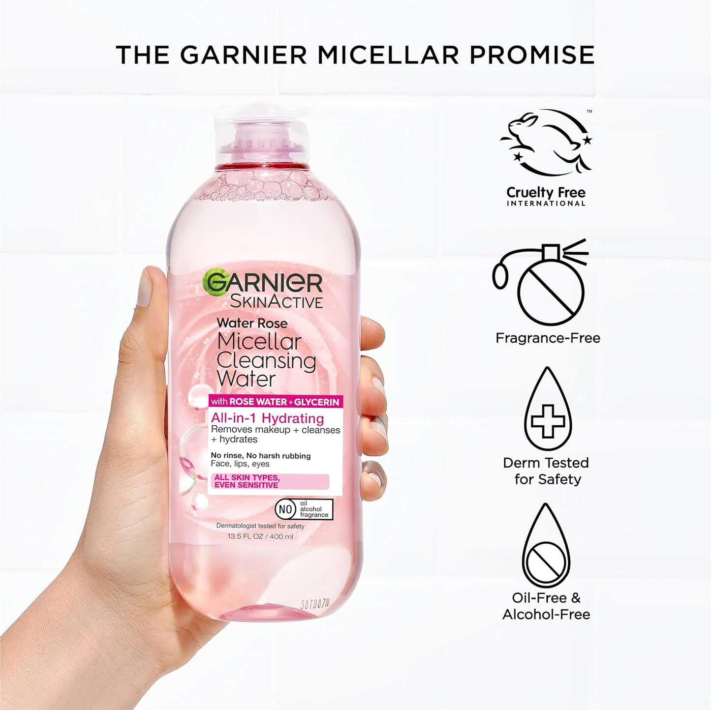 Garnier Micellar Water with Rose Water & Glycerin – Hydrating Facial Cleanser & Makeup Remover for All Skin Types, Vegan & Cruelty-Free (13.5 fl oz)