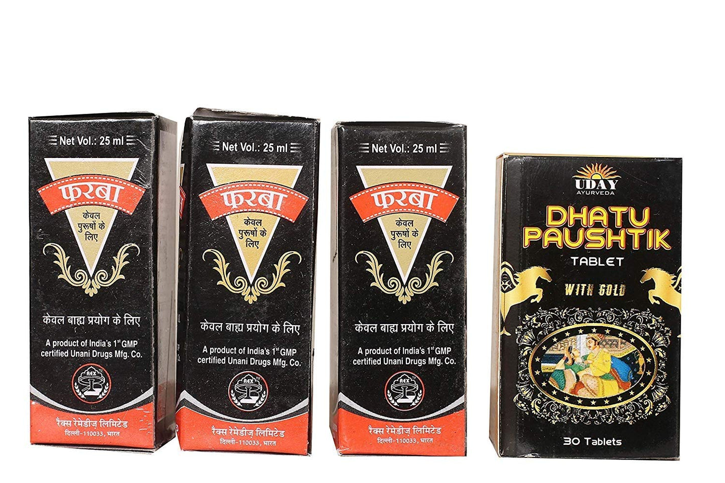 Rex Farbah Oil 25ml (Pack of 3) + Dhatupaushtik 30 Tablets – Ayurvedic Hair & Health Combo