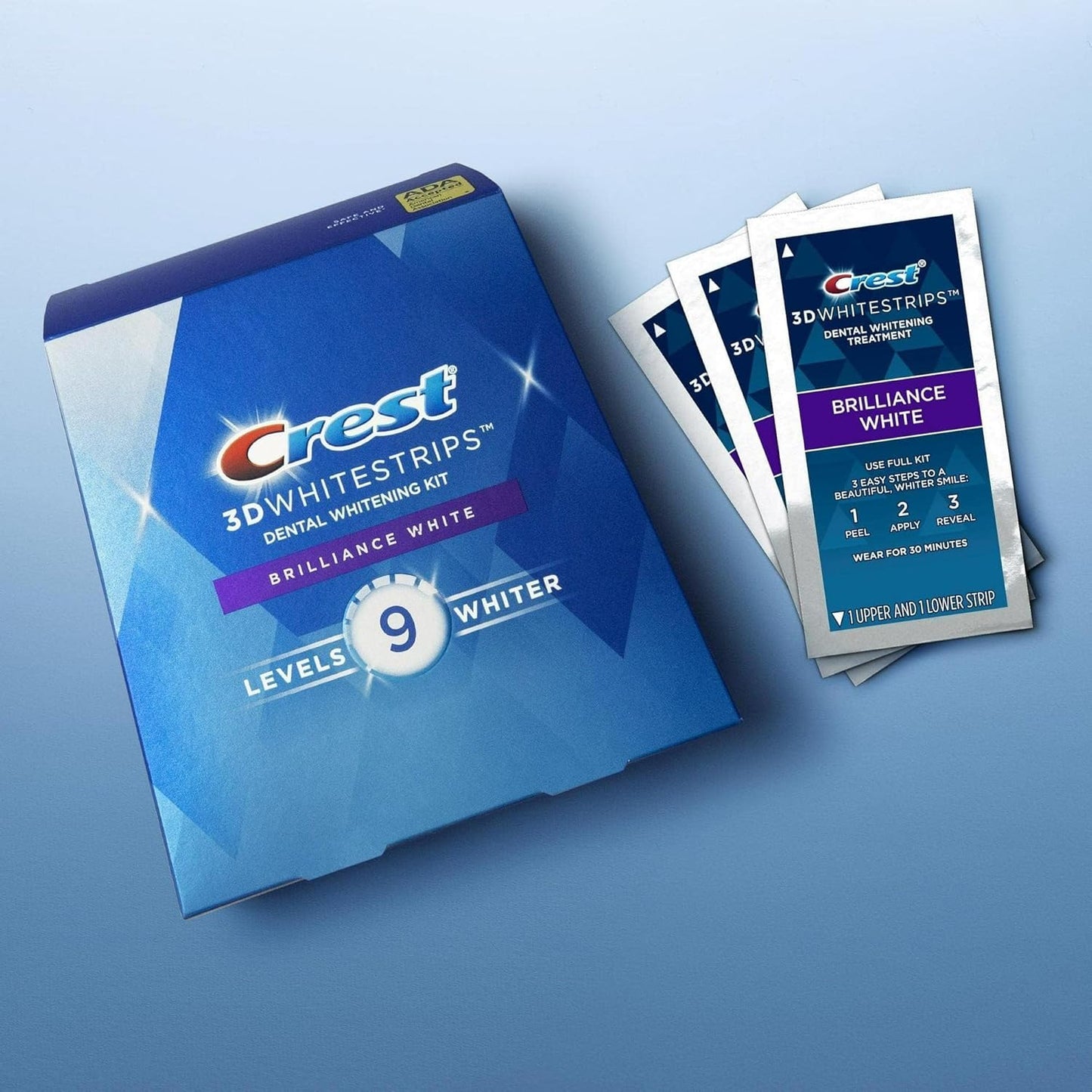 Crest 3D Whitestrips Brilliance White – Professional Teeth Whitening Kit, 32 Strips (16 Treatments)