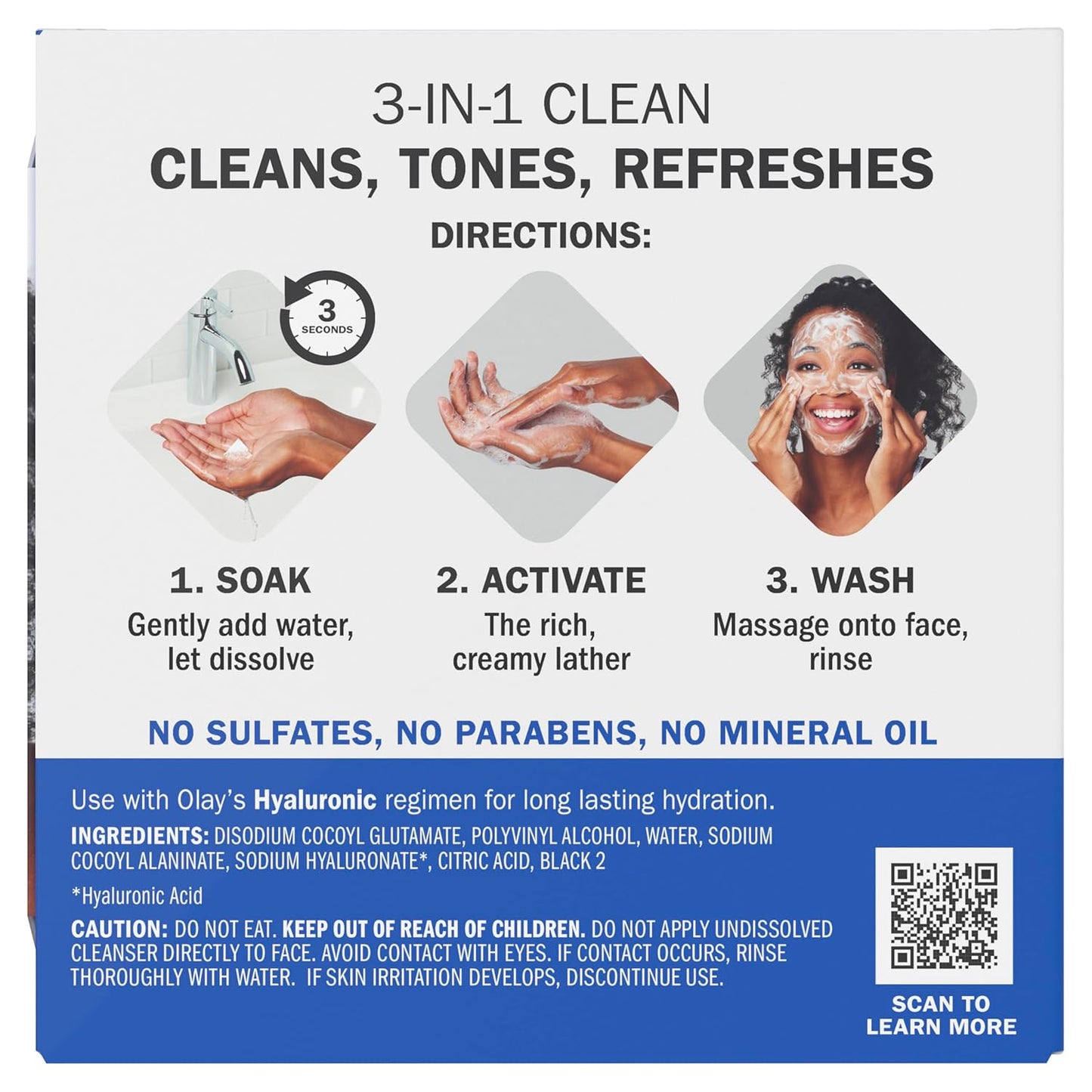 Olay Hyaluronic Acid Cleansing Melts – Fragrance-Free Daily Face Wash Pads, Gentle Cleanser for All Skin Types, Travel-Friendly 64ct (2-Pack)