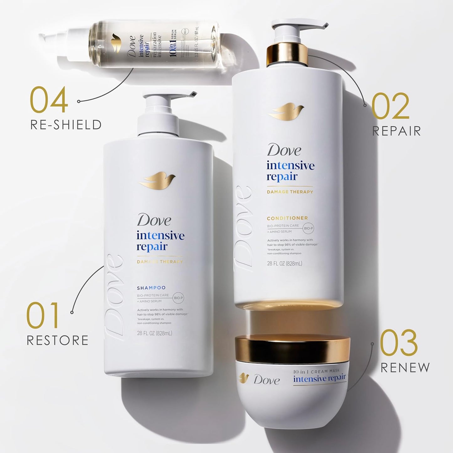 Dove Intensive Repair 10-in-1 Hair Serum Mask with Bio-Protein & Amino Serum – 9.2 fl oz